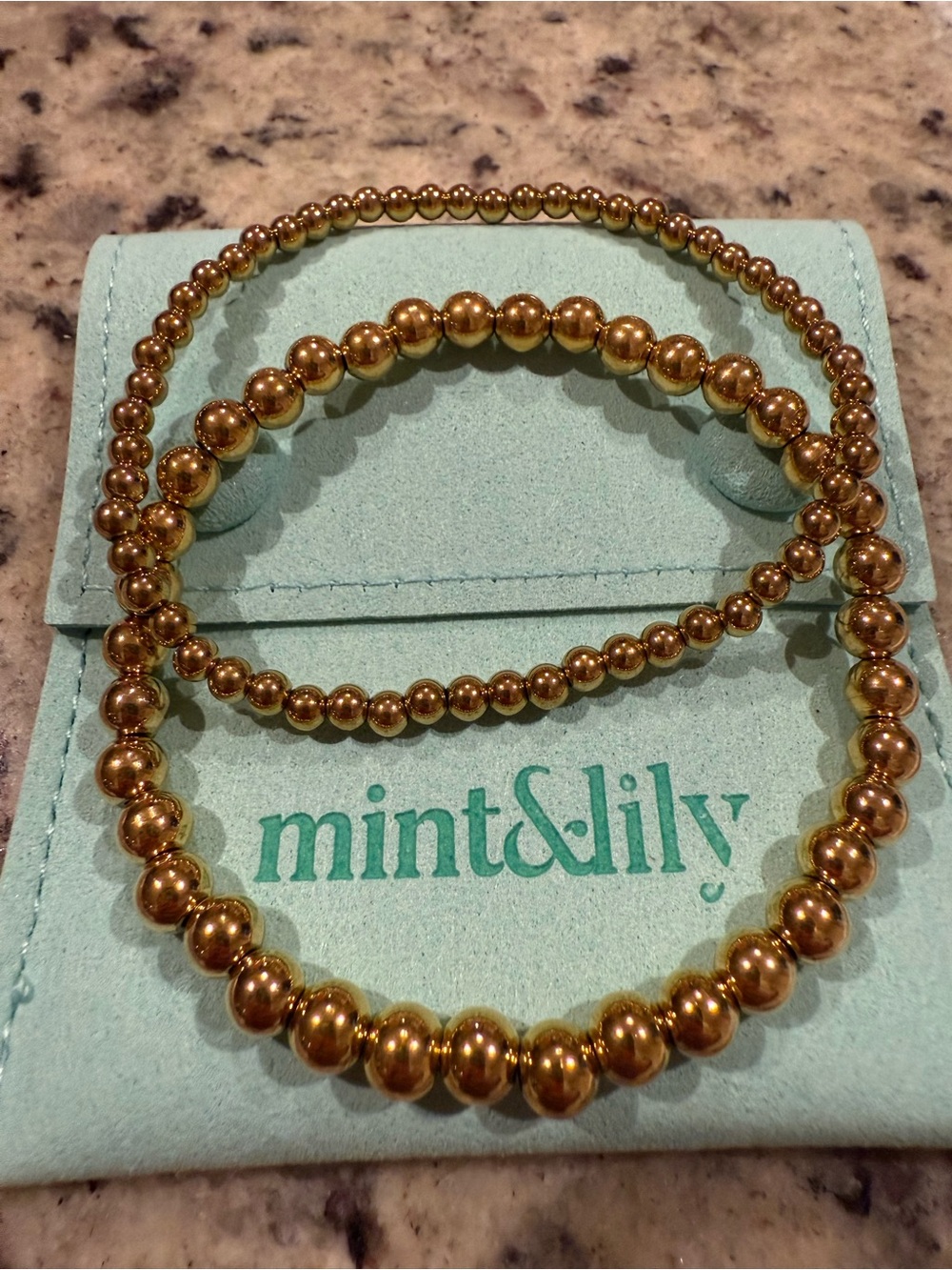 Mint&Lily! New Gold Beaded Stretch Bracelet Set - 2 Bracelets